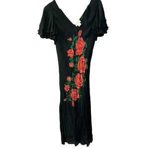 Raimen Fashion Inc. Long Rose Bead Bodycon Dress